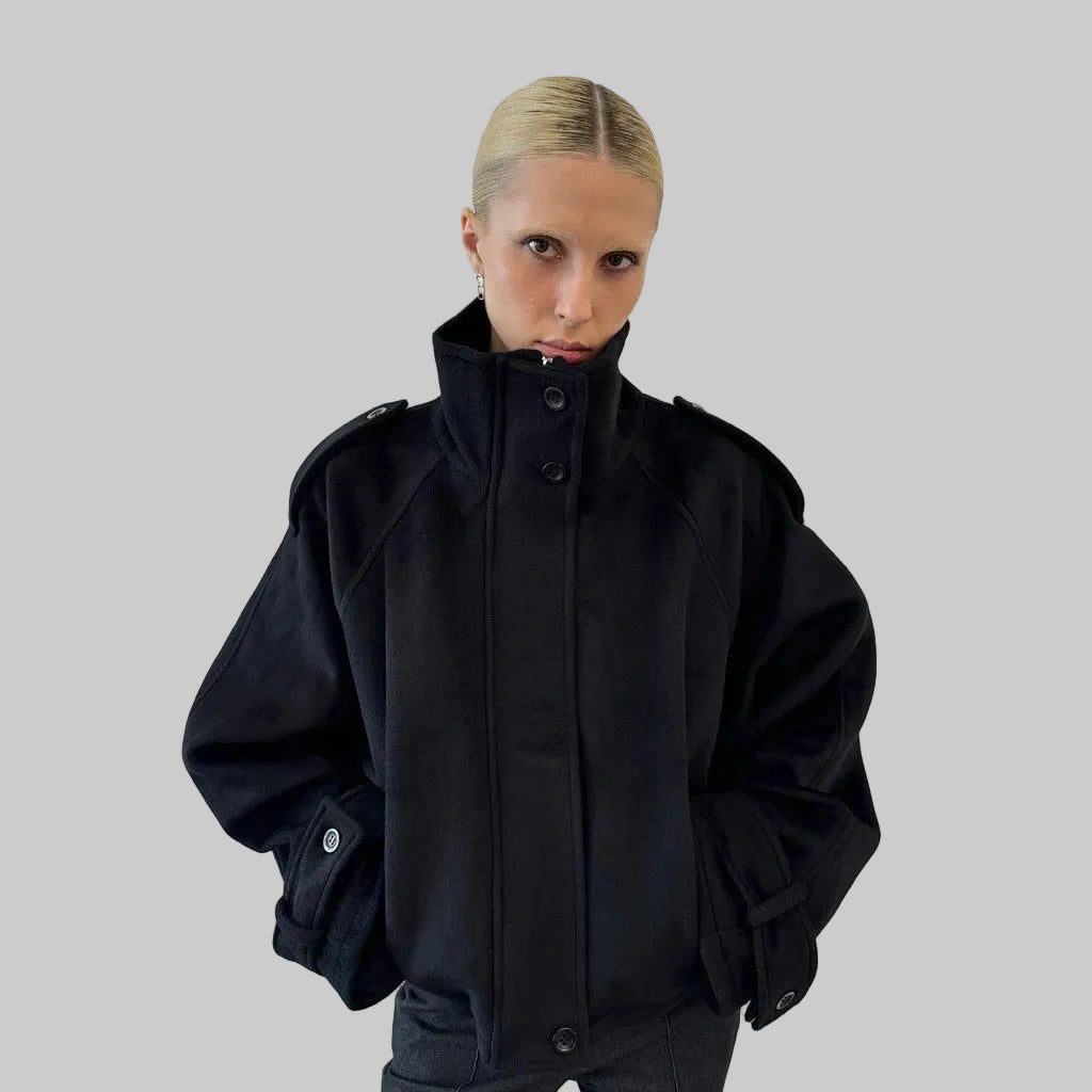 Wool Blend Cocoon Bomber