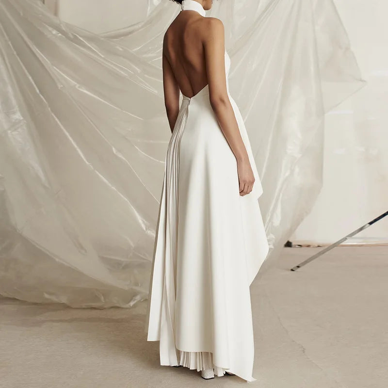 Ivory Cascade Halter Gown