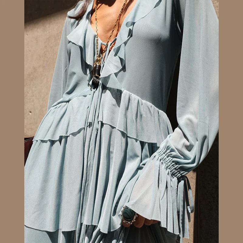 Sky Ruffle Maxi