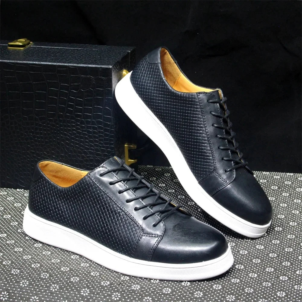 Woven Cap Leather Sneaker