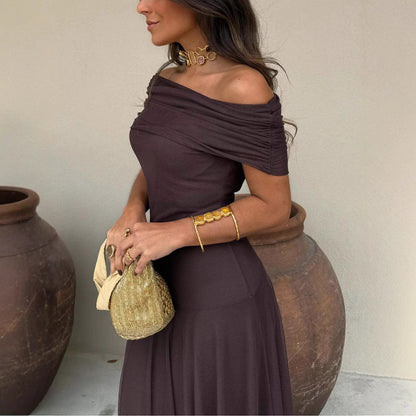 Ruched Mesh Maxi Dress