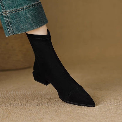 Suede Sock Ankle Boots