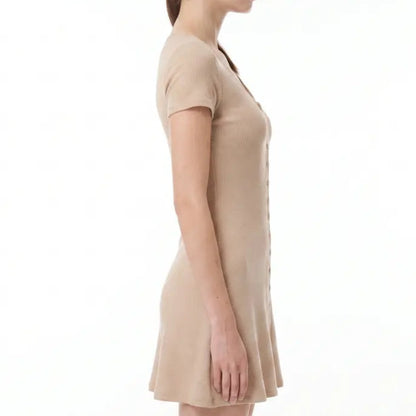 Sculpted Knit Button-Front Mini