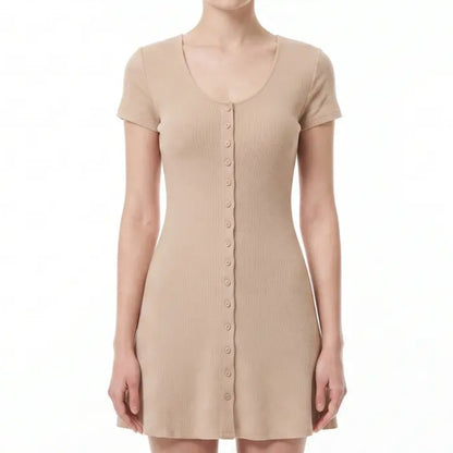 Sculpted Knit Button-Front Mini