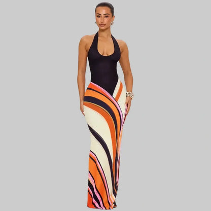 Vortex Halter Maxi Dress