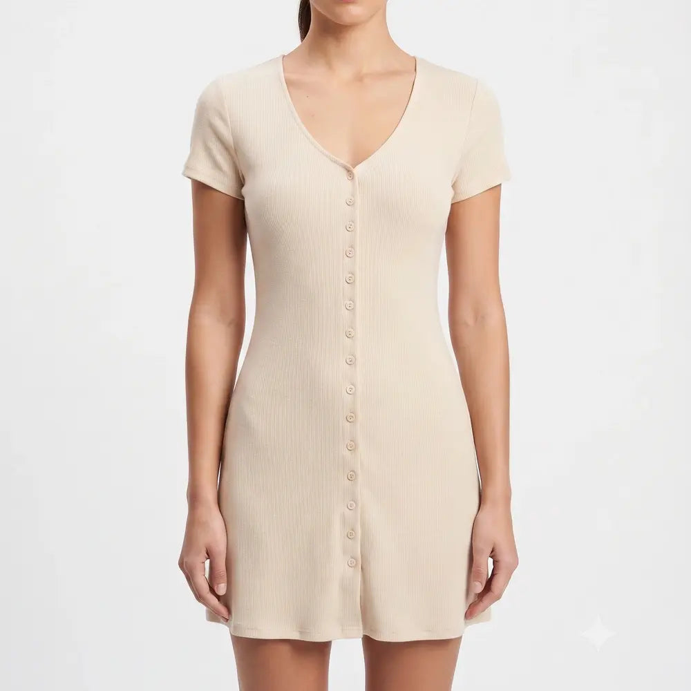 Sculpted Knit Button-Front Mini