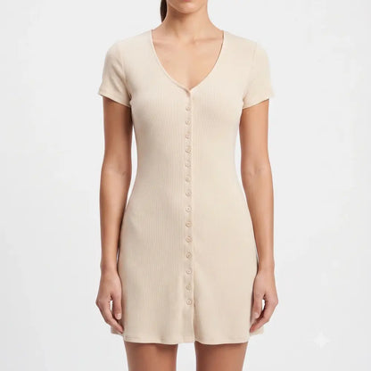 Sculpted Knit Button-Front Mini