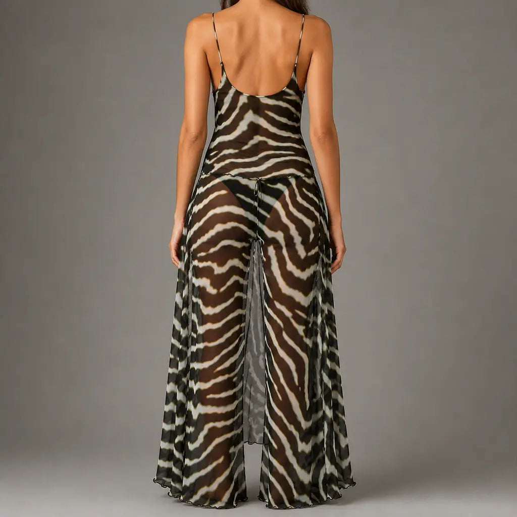 Zebra Mesh Maxi Cover-Up