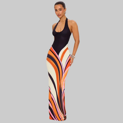 Vortex Halter Maxi Dress
