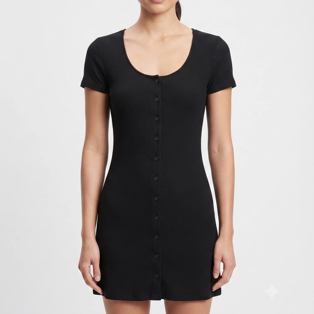 Sculpted Knit Button-Front Mini