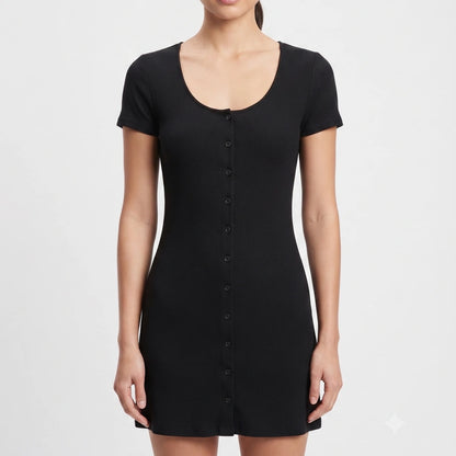 Sculpted Knit Button-Front Mini