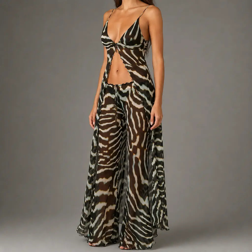 Zebra Mesh Maxi Cover-Up