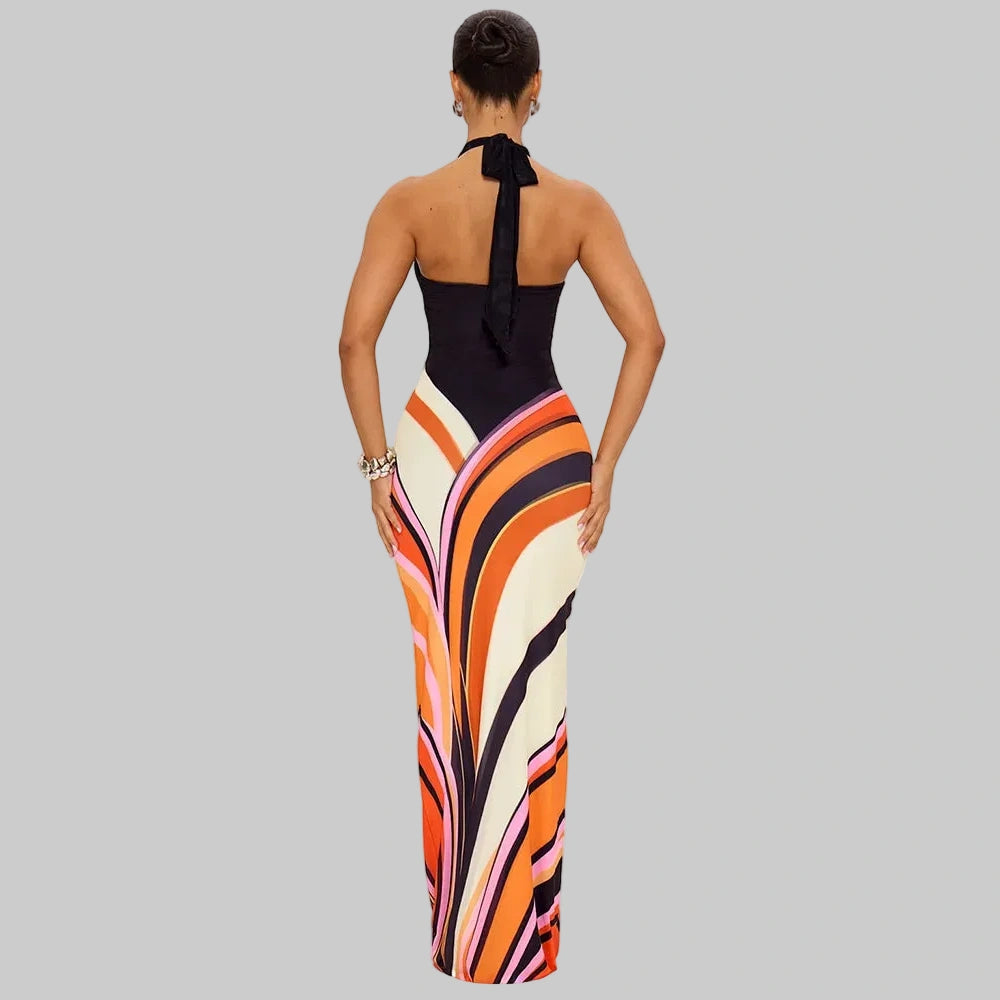 Vortex Halter Maxi Dress