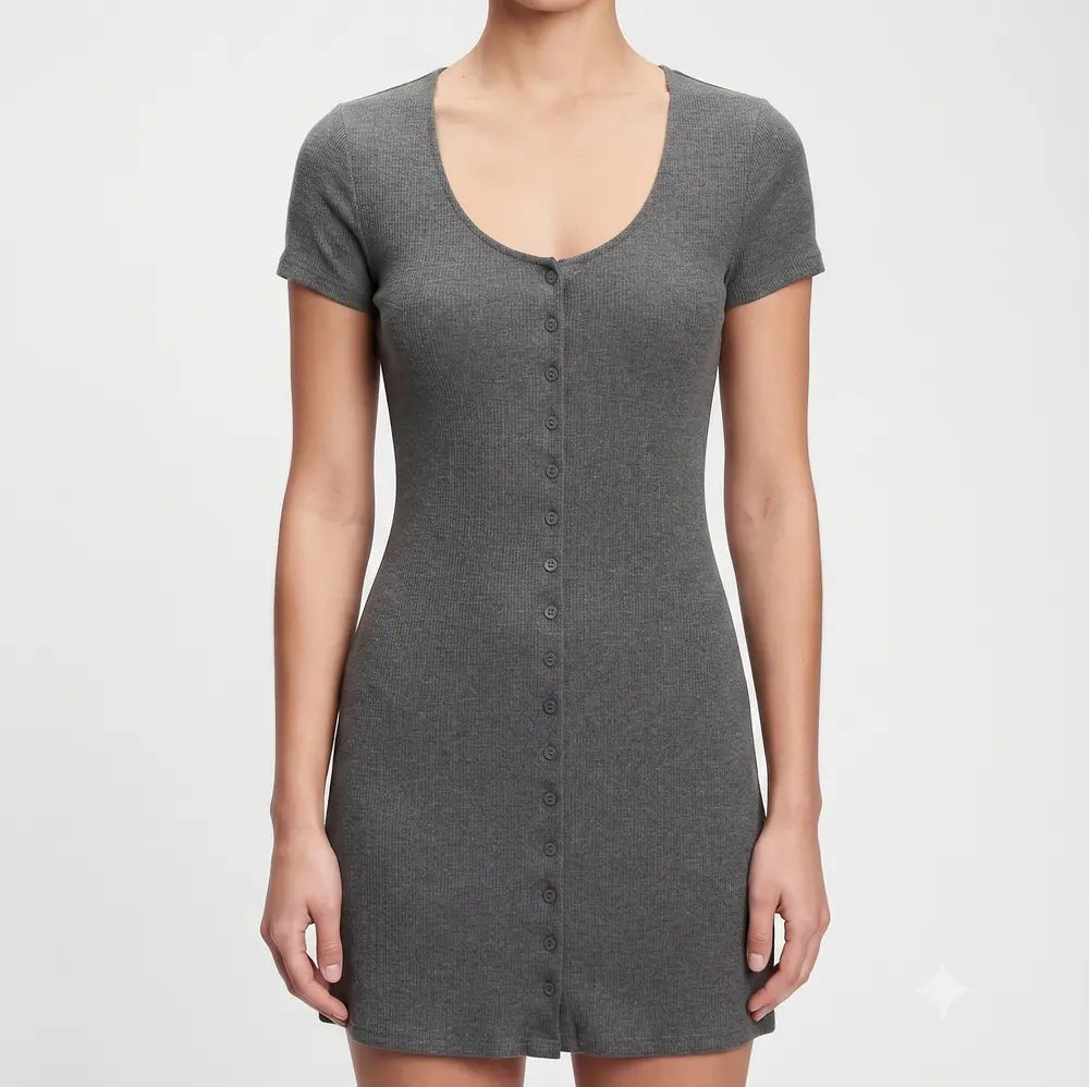 Sculpted Knit Button-Front Mini