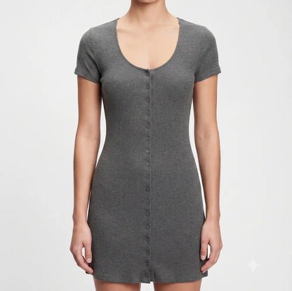 Sculpted Knit Button-Front Mini