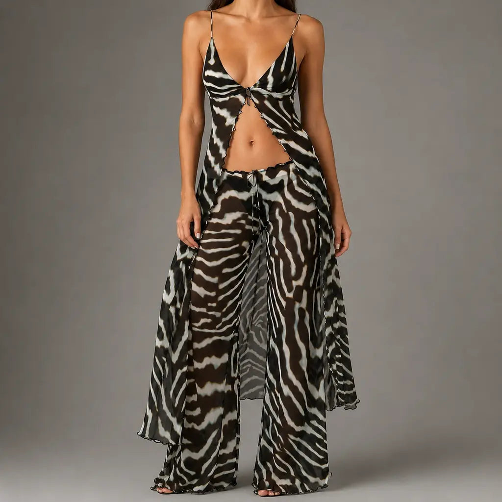 Zebra Mesh Maxi Cover-Up