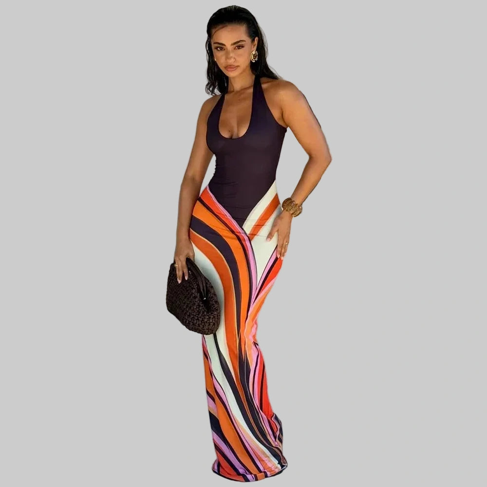 Vortex Halter Maxi Dress