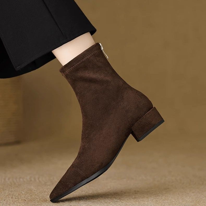 Suede Sock Ankle Boots