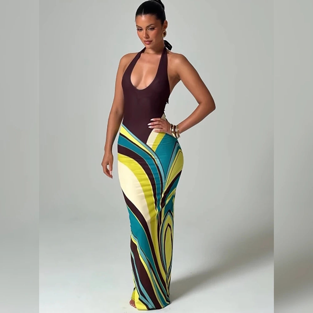 Vortex Halter Maxi Dress