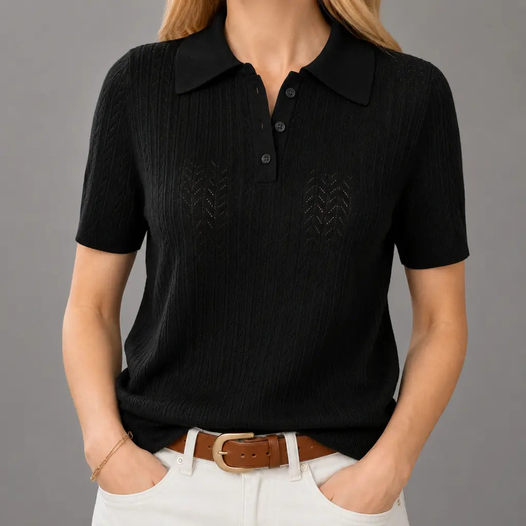 Pointelle Knit Polo