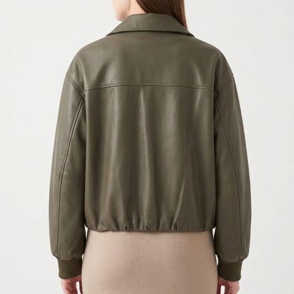 Cropped Smooth Finish Bomber Jacket