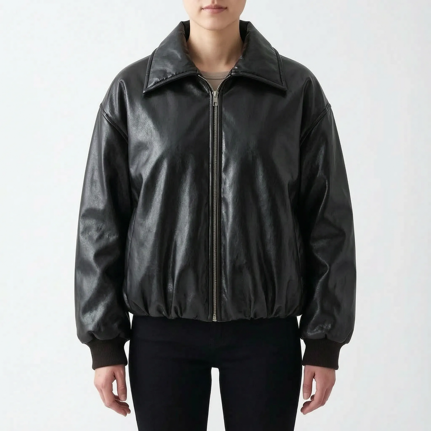Cropped Smooth Finish Bomber Jacket