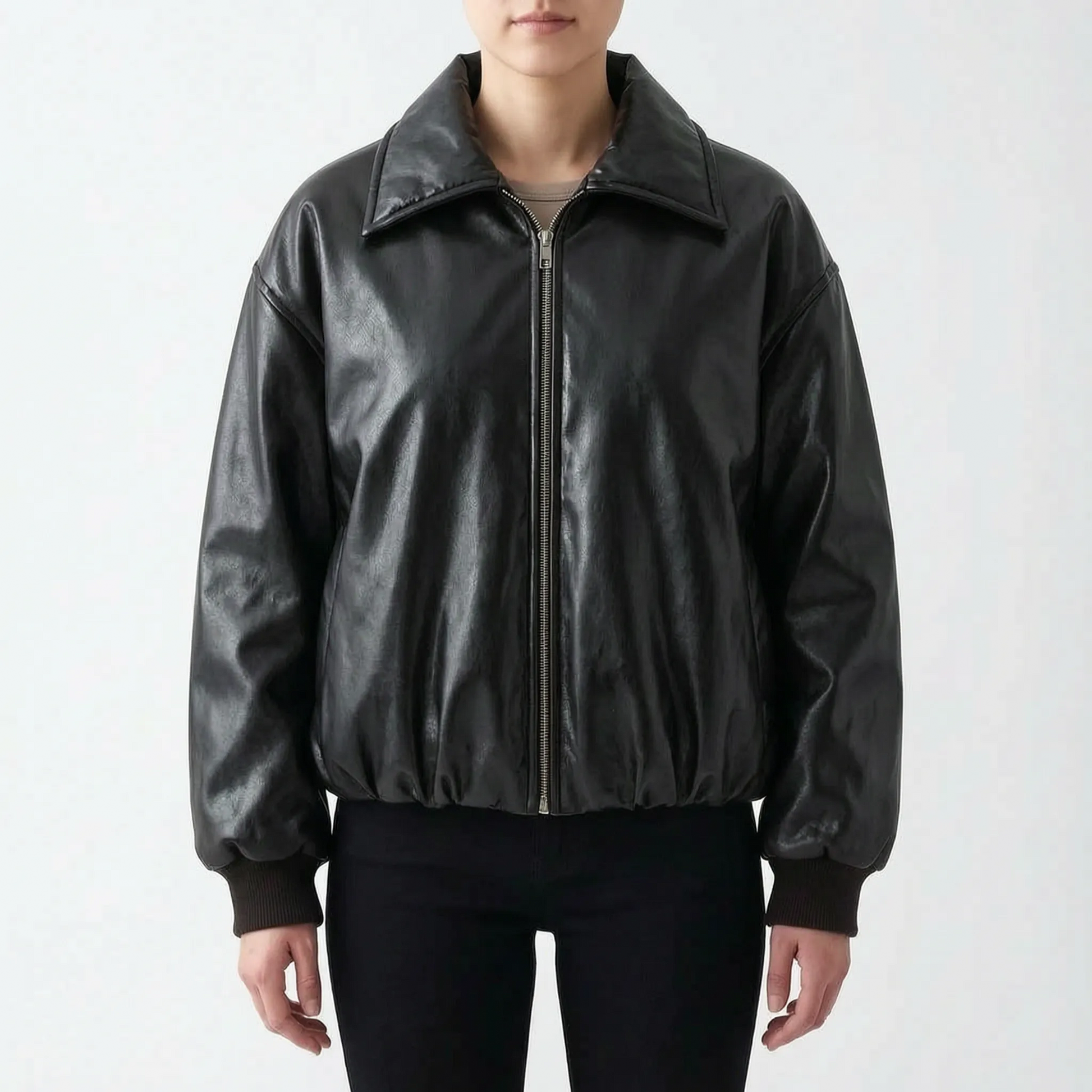 Cropped Smooth Finish Bomber Jacket