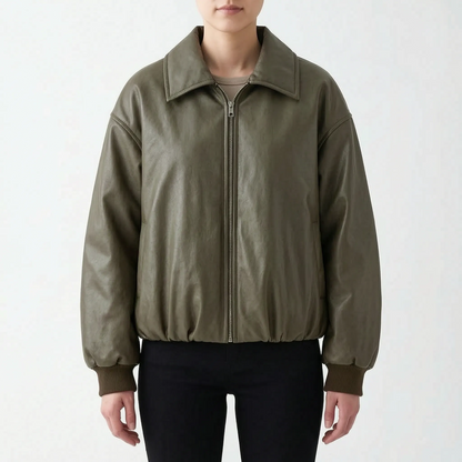 Cropped Smooth Finish Bomber Jacket