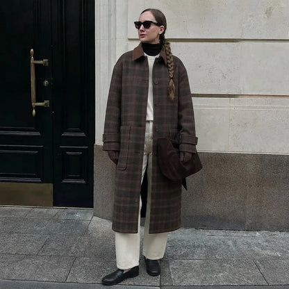 Baggy Sable Plaid Overcoat