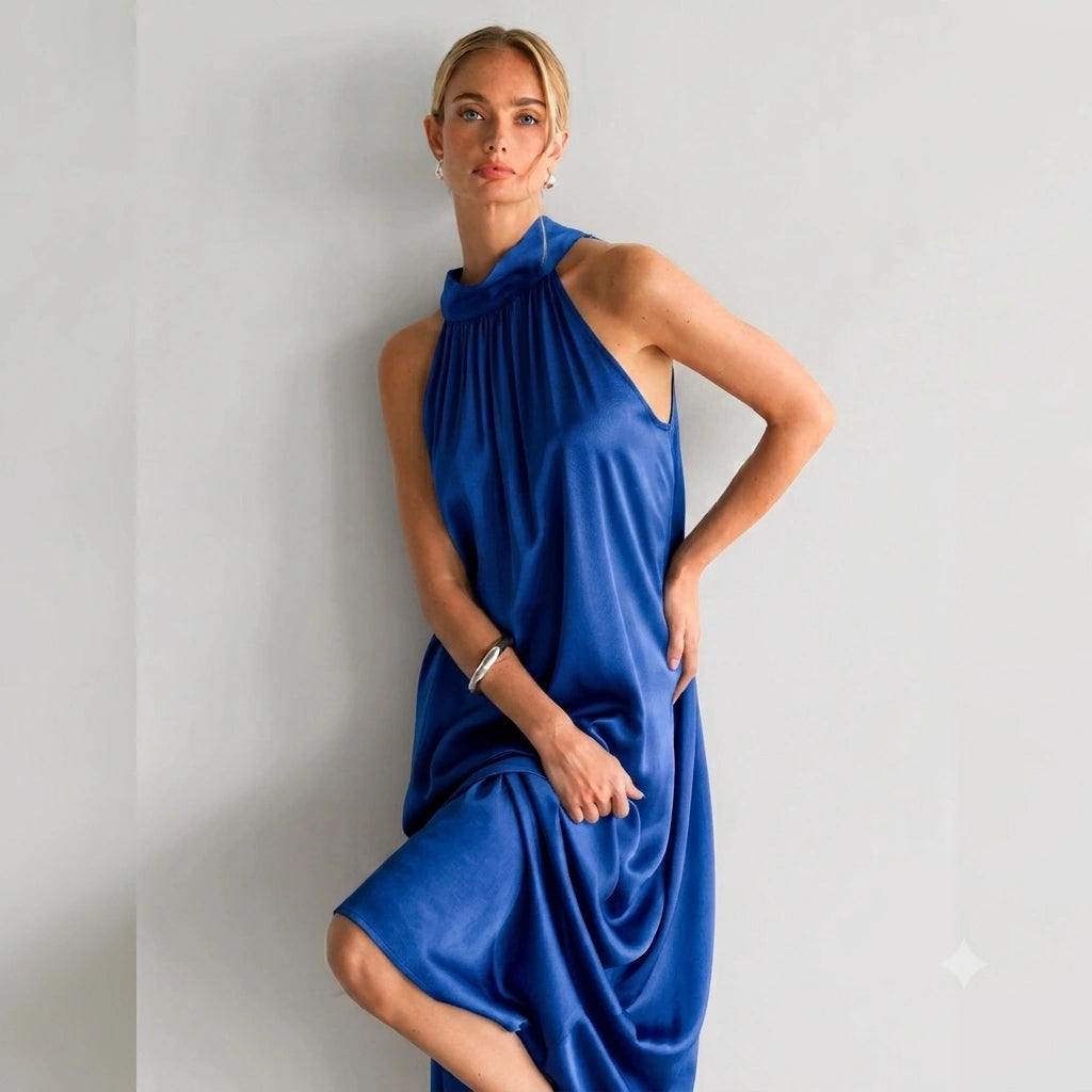 Draped Halter Maxi Dress