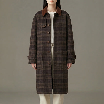 Baggy Sable Plaid Overcoat