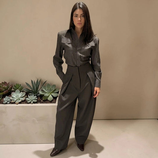 Striped Shirt & Barrel Trouser Set