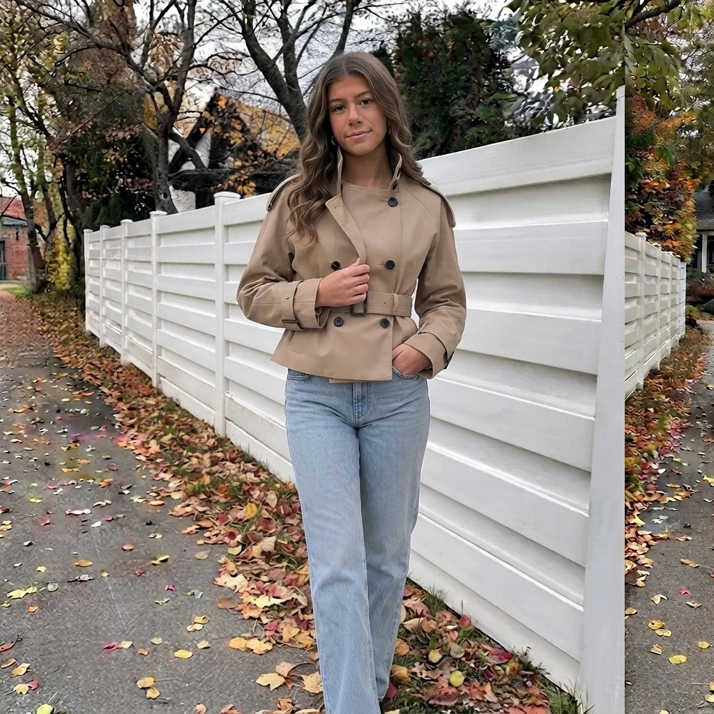 Short Double-Breasted Trench Coat