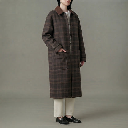 Baggy Sable Plaid Overcoat