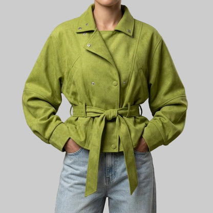 Moss Suede Belted Jacket