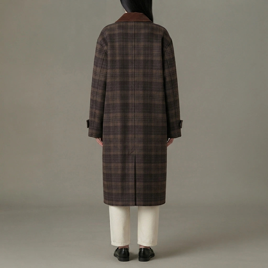 Baggy Sable Plaid Overcoat