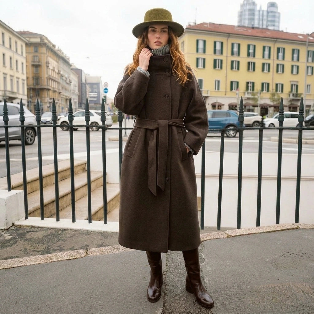 Stand-Collar Wrap Coat