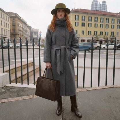 Stand-Collar Wrap Coat