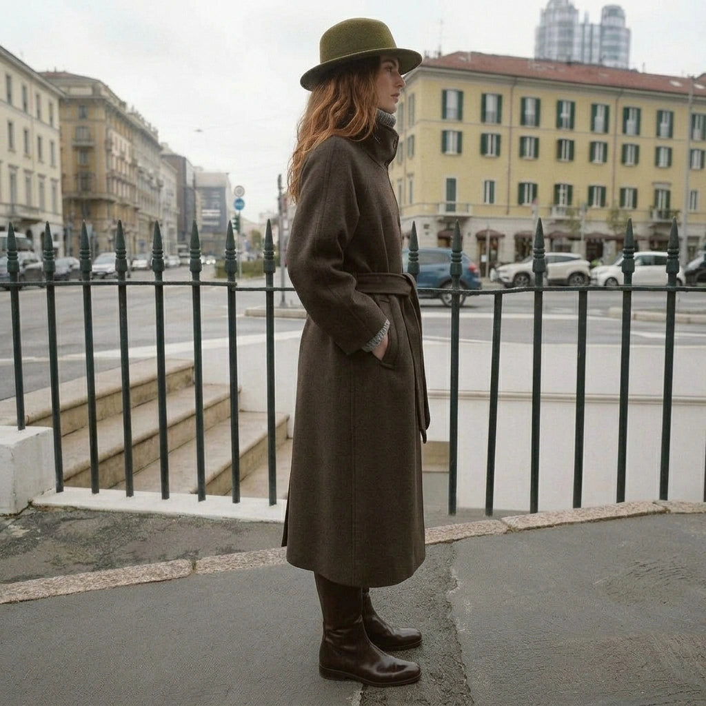 Stand-Collar Wrap Coat