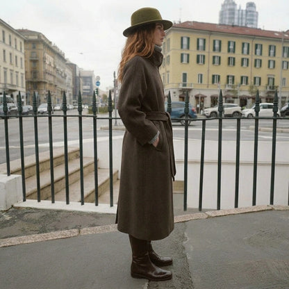 Stand-Collar Wrap Coat