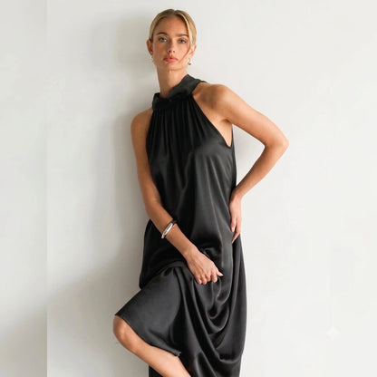 Draped Halter Maxi Dress