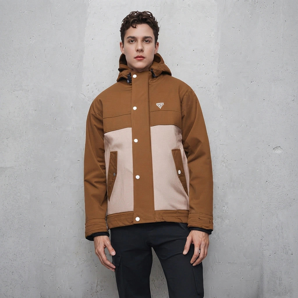 Tobacco Colorblock Hooded Jacket