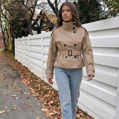 Short Double-Breasted Trench Coat