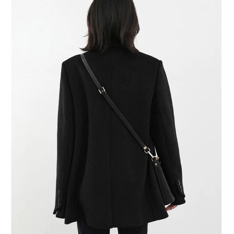 Wool-Blend Double-Breasted Blazer Coat