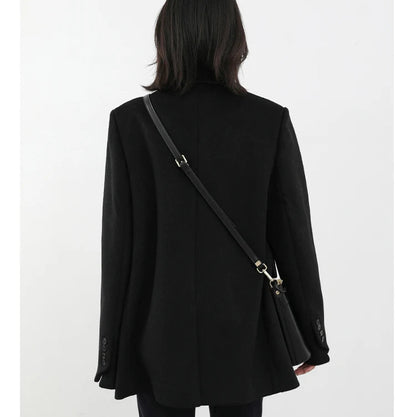 Wool-Blend Double-Breasted Blazer Coat