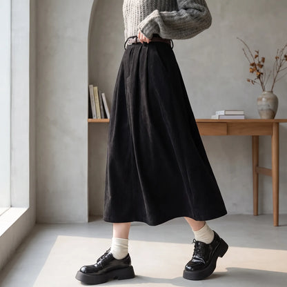 High Waist A Line Midi Skirt