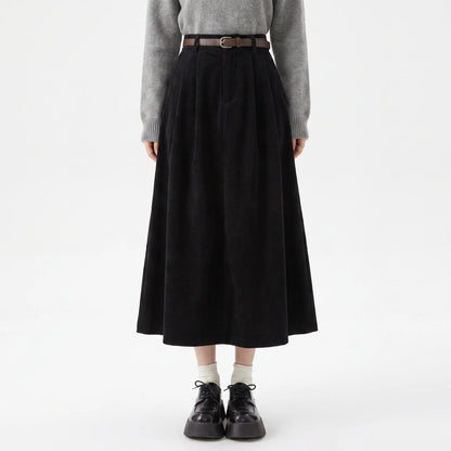 High Waist A Line Midi Skirt
