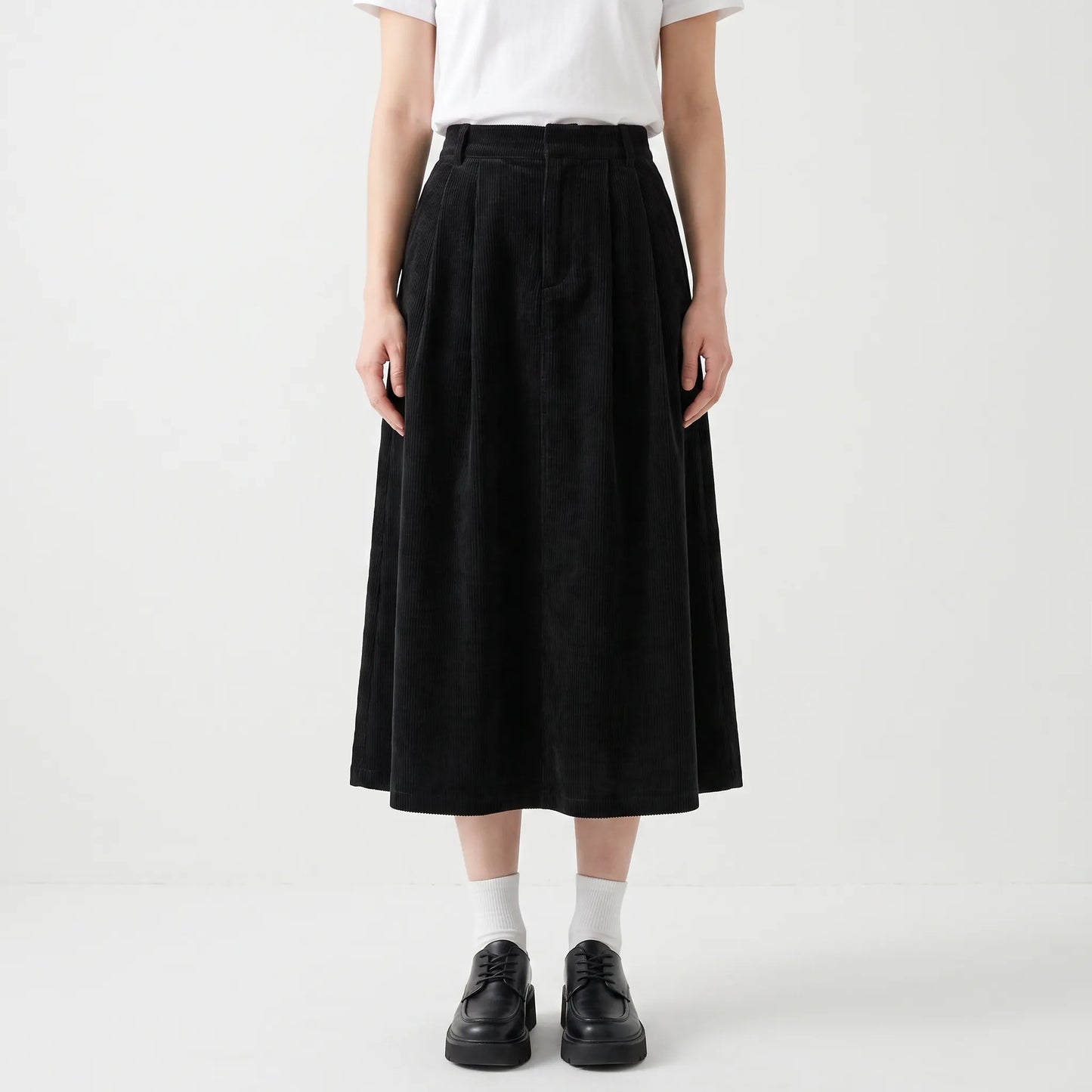 High Waist A Line Midi Skirt