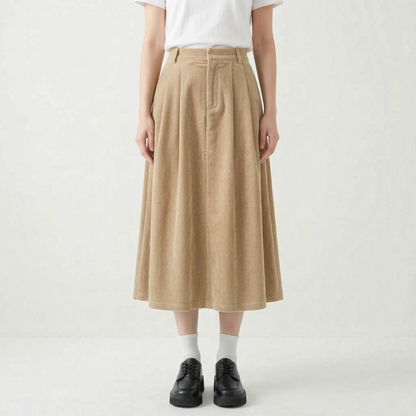 High Waist A Line Midi Skirt