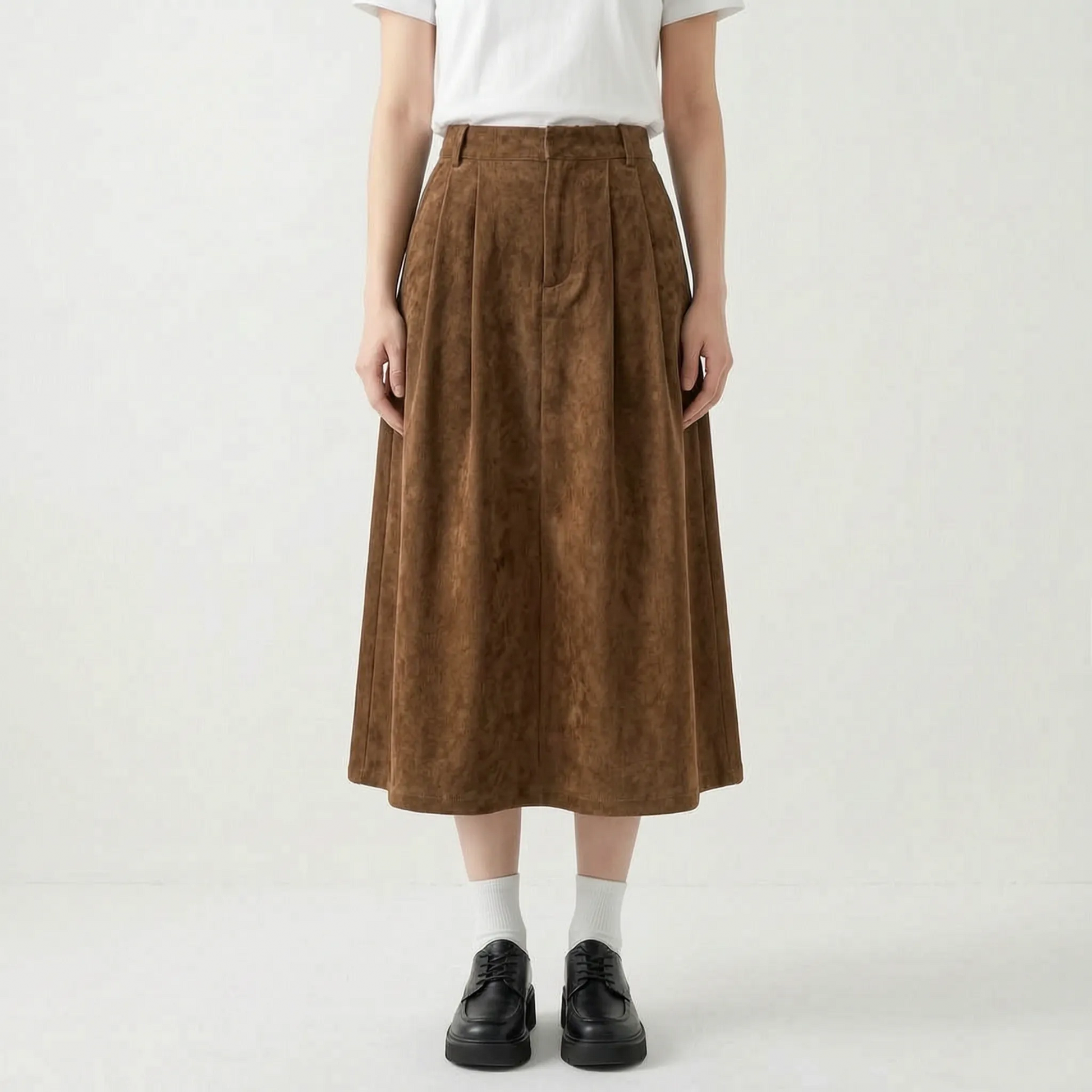 High Waist A Line Midi Skirt